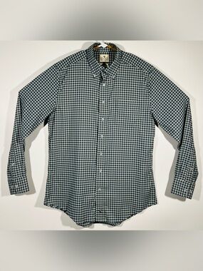 GenTeal Performance Dress Shirt Mens Medium Gray Plaid Long Sleeve Button Down